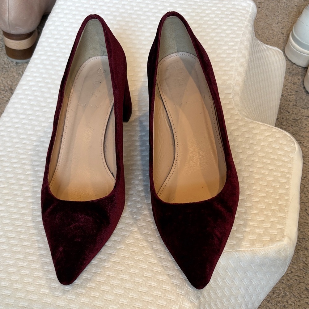 J. Crew Burgundy Velvet Heels